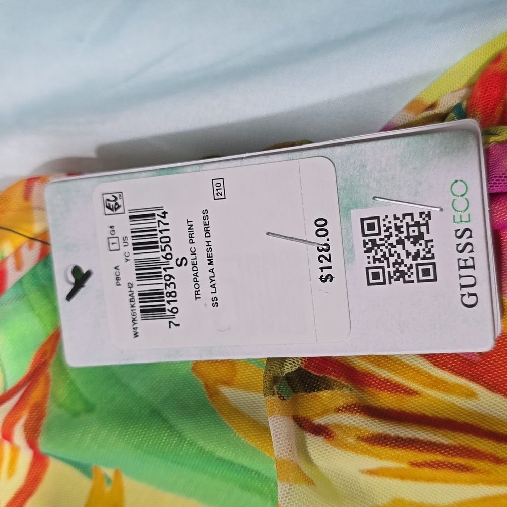 NWT Guess Layla Tropical Knot Accent Mini Dress Yellow Multi Size S - Picture 5 of 11